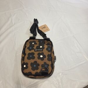 Trendy Brown Crossbody Bag with Floral Design